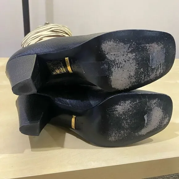 Gucci Zumi Tiger Print Calf Hair Interlocking G Horsebit Knee High Riding Boots - Picture 7 of 10